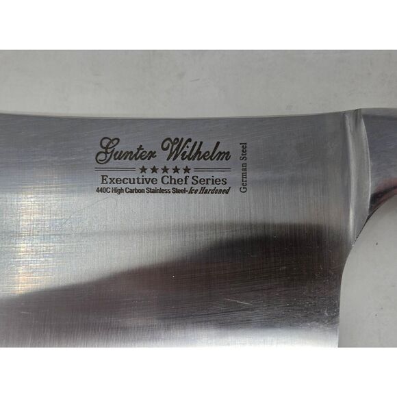GUNTER WILHELM EXECUTIVE CHEF SERIES BUTCHERS CLEAVER 440C GERMAN STEEL 8" - Picture 2 of 6